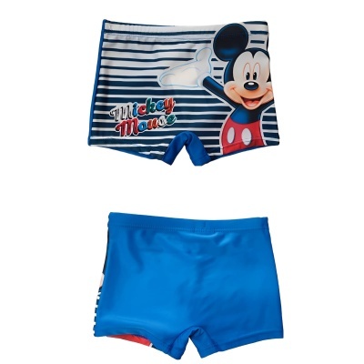 Calções de banho infantis Mickey Mouse com riscas e azul sólido
