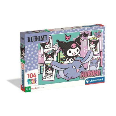Caixa de puzzle Kuromi Clementoni com 104 peças coloridas