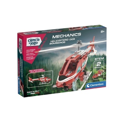 Caixa do brinquedo STEM Mechanics Helicóptero dos Bombeiros da Clementoni