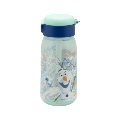Garrafa infantil com imagem do Olaf e tampa verde