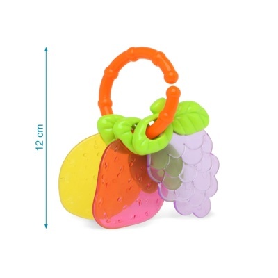 Brinquedo chaveiro de plástico colorido com frutas e anel laranja