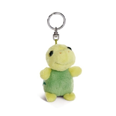 Porta-chaves de peluche em forma de tartaruga verde e amarela