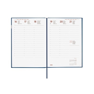 Planeador semanal aberto com datas e linhas para anotações