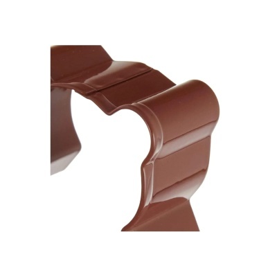 Fecho de plástico castanho com design curvado em fundo branco