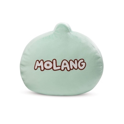 Almofada verde menta com texto MOLANG impresso