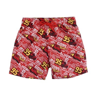 Calções vermelho com estampado do carro e o número 95