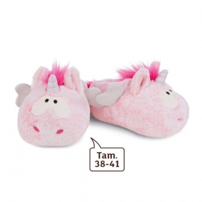 Pantufas cor-de-rosa unicórnio com asas tamanho 38-41