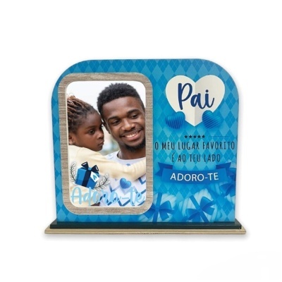 Moldura de fotografia para pai com texto e decoração azul