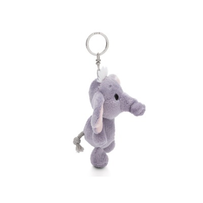 Porta-chaves elefante de peluche cinzento e rosa