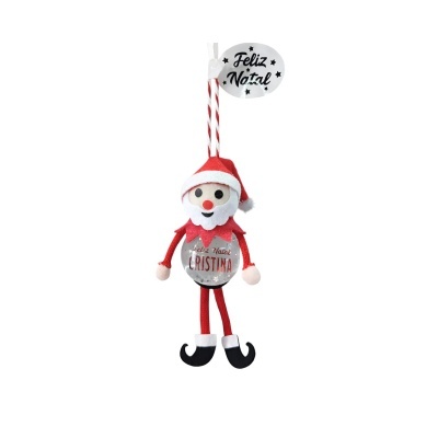 Enfeite de Natal boneco vermelho com texto 