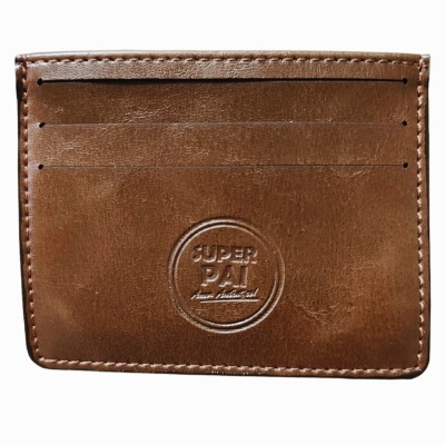 Carteira porta-cartões em pele castanha com gravação SUPER PAL Made Handcraft