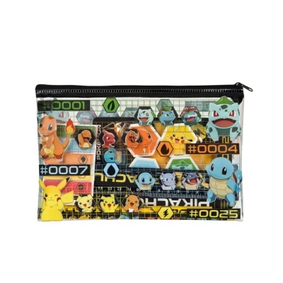Estojo transparente com personagens Pokémon e números