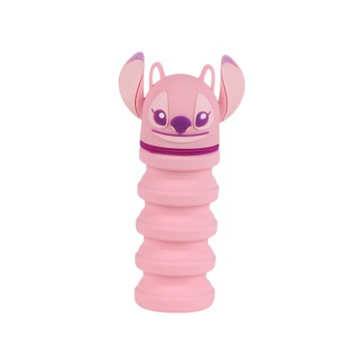 Mochila rosa silicone com formato de personagem, orelhas grandes e rosto sorridente