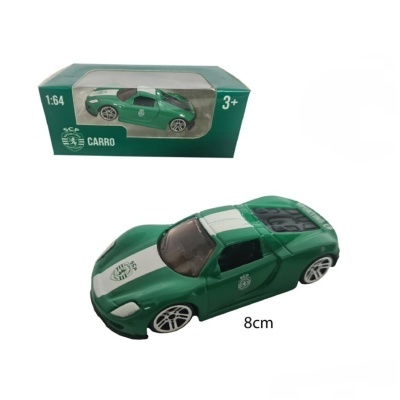 Carro de brinquedo verde e branco SCP com embalagem verde