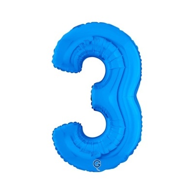 Balão azul em forma do número 3
