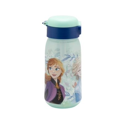 Garrafa de plástico com personagens Anna e Elsa do Frozen