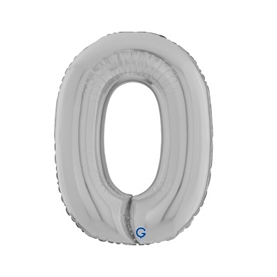 Balão prateado em forma do número zero