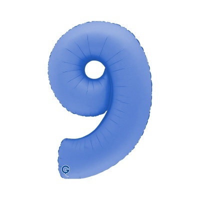 Balão azul número 9 em material metálico