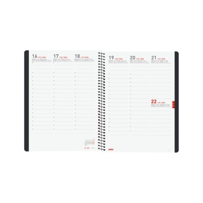 Agenda semanal aberta com datas de 16 a 22 de janeiro