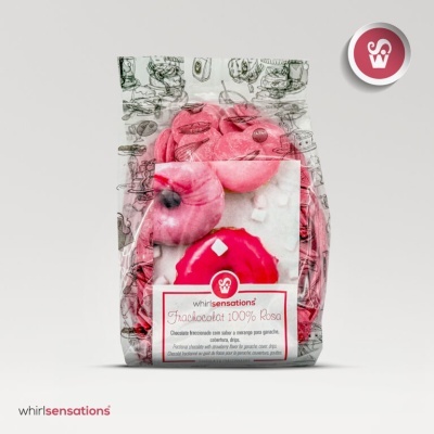 Sacchetto trasparente con cioccolatini rosa Frachocolat 100% Rosa whirl sensations
