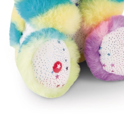 Patas coloridas de peluche com padrão de estrelas