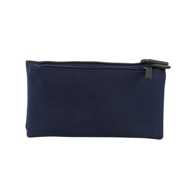 Estojo azul escuro retangular com dois fechos de correr