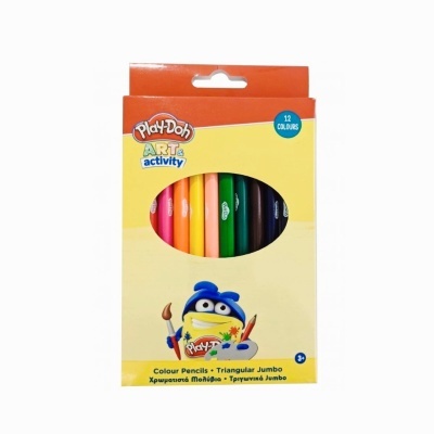 Caixa de lápis de cor Play-Doh ART & activity com 12 cores em embalagem amarela e vermelha