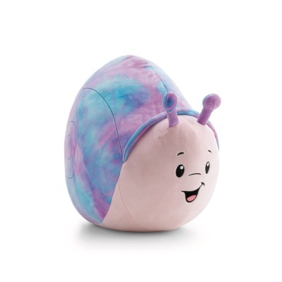 Peluche caracol cor de rosa com casulo azul e lilás