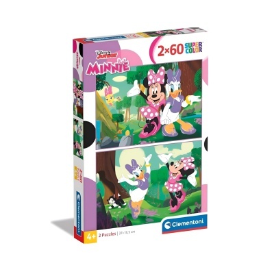 Caixa de puzzles Minnie com 2x60 peças coloridas com personagens Disney