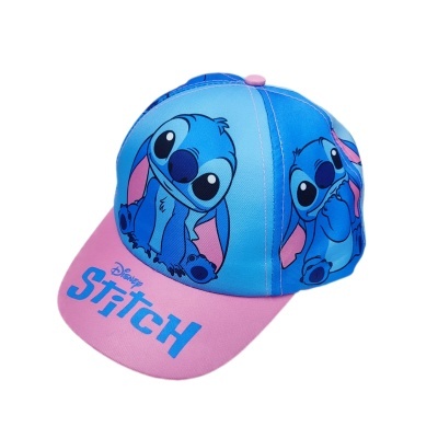 Boné azul e rosa com estampas do Stitch da Disney e texto Disney Stitch na aba
