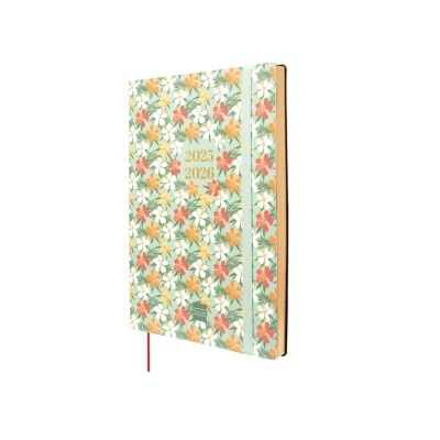 Agenda com capa floral colorida 2025-2026