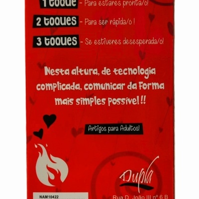 Embalagem vermelha com texto instrucional em português e informações do fabricante.