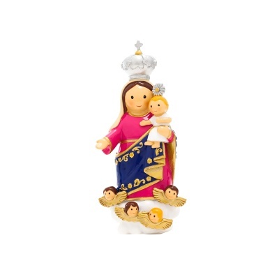 Figura decorativa de Nossa Senhora do Carmo em resina colorida