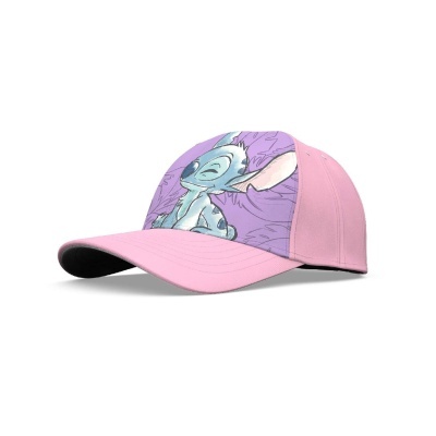 Boné rosa com estampa do Stitch na parte frontal