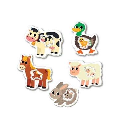 Ímanes decorativos de animais da quinta em estilo cartoon.