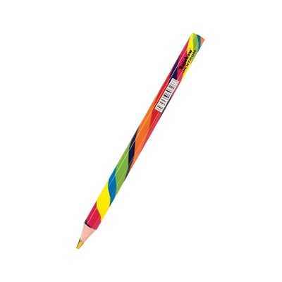 Lápis de madeira colorido com etiqueta e código de barras