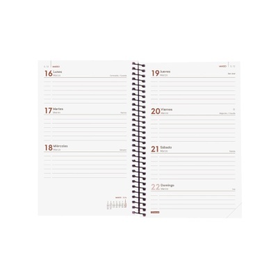 Agenda semanal aberta com dias e linhas para anotações