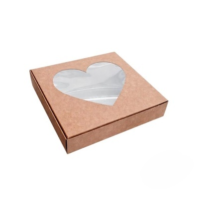 Caixa de embalagem quadrada de cartão com janela em forma de coração