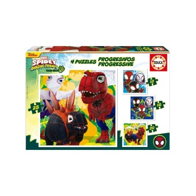 Caixa de puzzles Spider-Man Amazing Friends com 4 puzzles progressivos