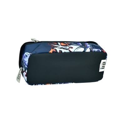 Estojo retangular colorido com fecho metálico e base preta