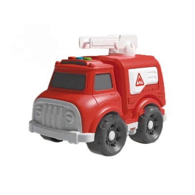 Carro de brinquedo de bombeiros vermelho com detalhes cinzentos e pretos