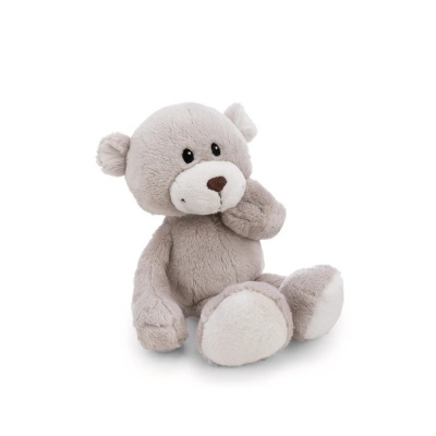 Ursinho de peluche cinza e branco sentado