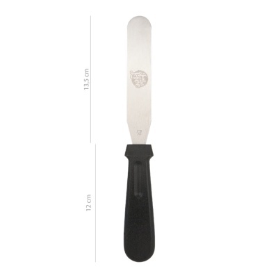 Espátula de cozinha metálica com cabo preto