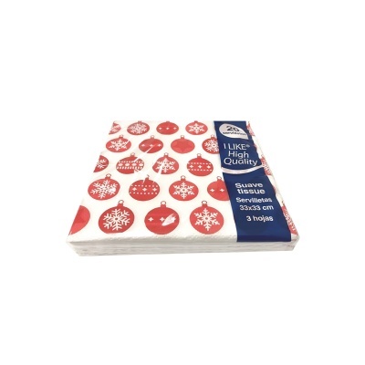 Pacote de guardanapos de papel com padrão de bolas de Natal vermelhas