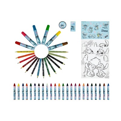 Conjunto de lápis de cor, canetas de feltro e desenhos para colorir com tema Disney
