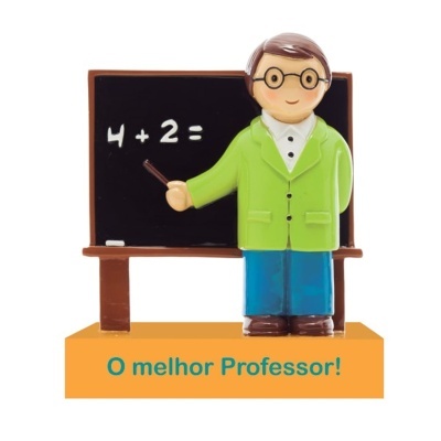 Figura decorativa de professor com quadro negro e texto 'O melhor Professor!'