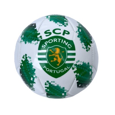 Bola de futebol Sporting Portugal branca e verde com logo e texto