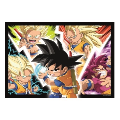 Personagens de anime com roupas laranja e azul e cabelos loiros, pretos e vermelhos em fundo preto