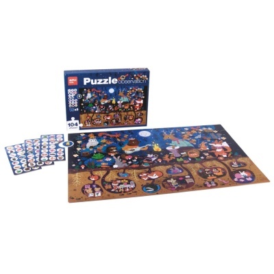 Puzzle montado com caixa e cartas ao lado