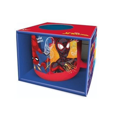 Chávena vermelha Spider-Man em caixa com aberturas